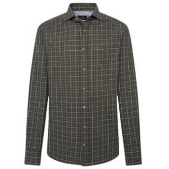 Camicia Hackett Verde Brushed Windowpane a Maniche Lunghe M