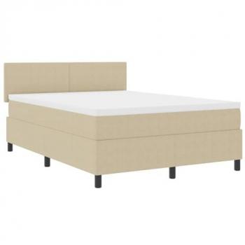 Vidaxl Box Spring Bed (Manual), Light Grey/White, 203 x 144 x 88 cm