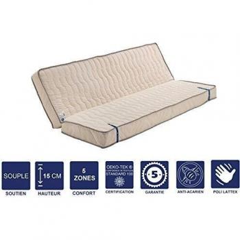 Matelas souple latex naturel 140x190 x 15 cm