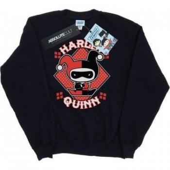 DC Comics Women's Grey Chibi Harley Quinn Badge Sweatshirt