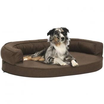VidaXL COLCHÓN DE CAMA DE PERRO ERGONÓMICO ASPECTO LINO MARRÓN 75X53CM