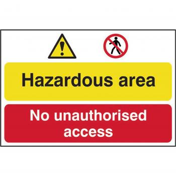 Scan Hazardous Area / No Unauthorized Access PVC Sign 600mm 400mm Standard