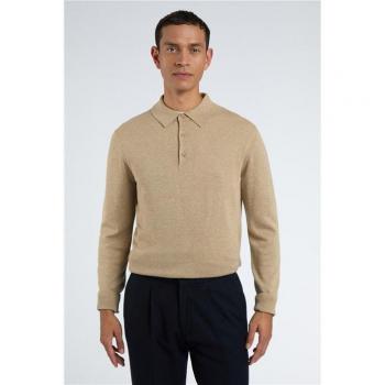 Limehaus Beige Long Sleeve Knitted Polo
