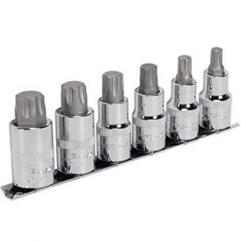 AK6224 6‑Piece ½″ Square Drive TRX‑P Socket Bit Kit – Silver