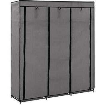 Armoire Pratique en Tissu Gris 150x45x175 cm