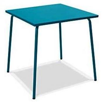 Tavolo da giardino quadrato in metallo blu Palavas