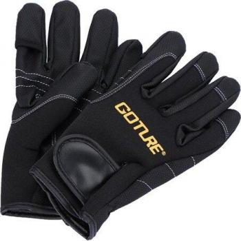 Gants d'hiver Goture pour pêche, demi-doigts, noir/bleu