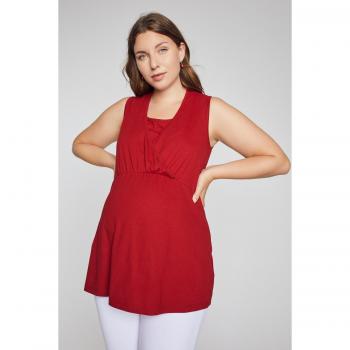 Women's Plus Size Double Layer Nursing Tank, Red, Size 32/34, Cotton