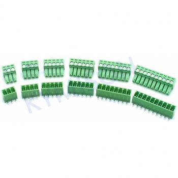 Kit de bloques terminales KF2EDG 3,5 mm PCB 2-10P, pin aguja curvado DG15EDG verde