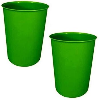 Vibrance Set of 2 Plastic Waste Baskets Kitchen Office Bathroom (Green)