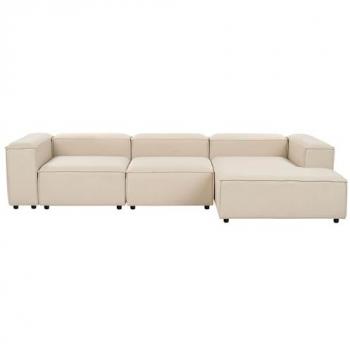 Beliani Sofá Modular 3 Plazas Izquierdo Tela Beige