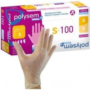 Polysem Gants Vinyle Non Poudre, Non Stériles – lot de 100