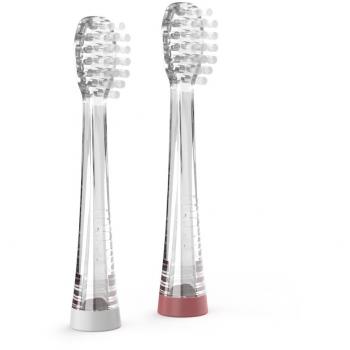 Nuvita Sonic Clean&Care Aufsteckbürsten für Schallzahnbürste für Babys, Medium Rot/Weiß, 2 St