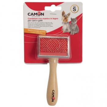Cardatore M (12 × 6 cm) con manico in legno, denti in acciaio, punte arrotondate