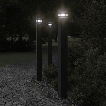Lampe extérieure à trois unités, couleur noire, hauteur 110 cm, aluminium