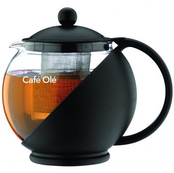 Théière en verre noir avec infuseur, 700 ml