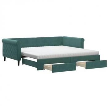 Confort Nido Eco‑Verde: Sofá Cama 100×200 cm con Cajones Integrados