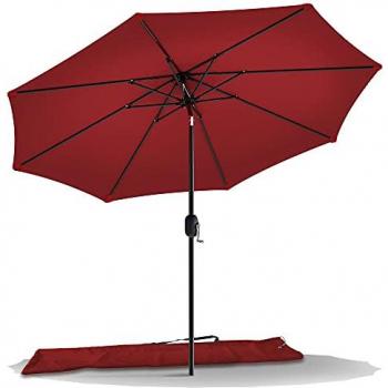 Sombrilla Jardín Parasol Inclinable 2.70 x 2.40m con Funda Protectora y Protección UV, Rojo
