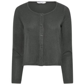 Petite Charcoal Ribbed Cardigan for Women (14/16)
