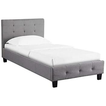 Lit REVE Simple 1 Place, Sommier Inclus – Gris – IDIMEX