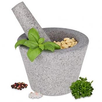 Mortier gris avec pilon en granite Relaxdays