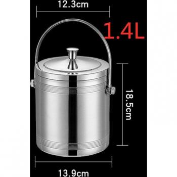 Doppelwandiger Edelstahl Eis Eimer 1L/1,4L/2L, mit Deckel, für Hotel und Gastronomie