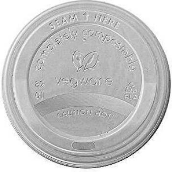 Vegware VLID89S CPLA hot cup lid (fits 10 oz.-20 oz. cup), 89 mm (Pack of 1000)
