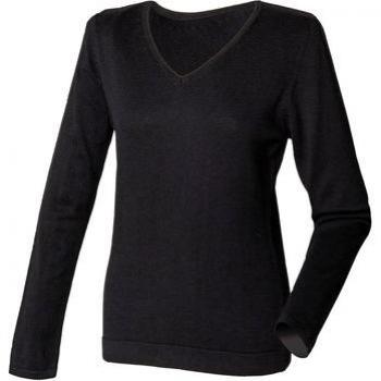 Henbury Ladies 12 Gauge V-Neck Jumper