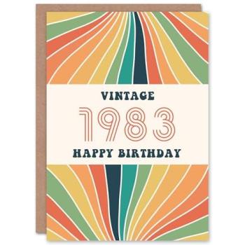 Rainbow 42nd Birthday Card by Artery8 – Vintage Retro (Born 1983, Orange)