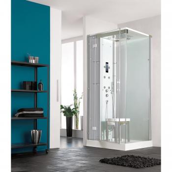 Cabine Horizon 2 Pivot 90 ° Carré Hydromassante Acier – Kinedo CH137A12