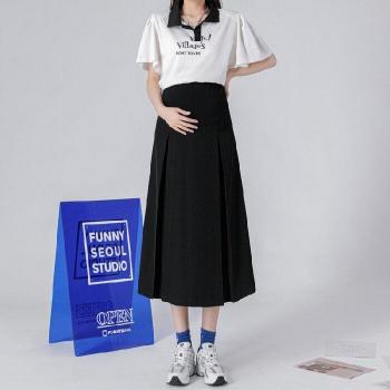 Pregnancy Pleated Short Skirt, Black, High Waist – 2022 Summer