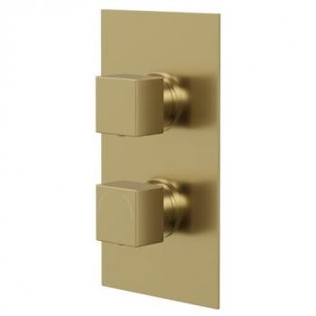 Brushed Brass Concealed Dual-Outlet Thermostat Shower Valve – Colore Model