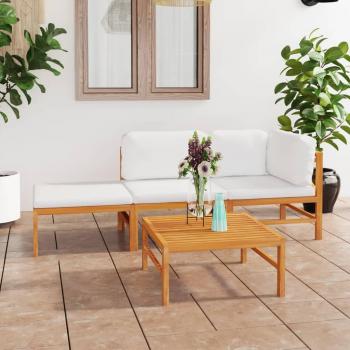 Set Jardín Teca VidaXL con Cojines Beige