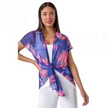 Mesh Knit Cardigan: Roman Abstract Design – Size 10 UK