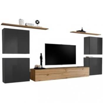 Ensemble SWITCH IV pour salon, coloris chêne Wotan et gris