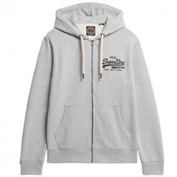 Superdry Felpa A Manica Lunga Con Zip E Ricamo Vintage Mid Grey Marl 3XL