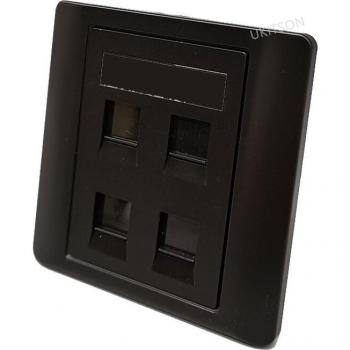 Inserción de Placa Frontal Vacía Negro 4 Puertos