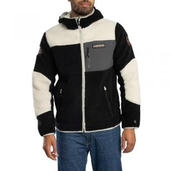 Giacca in pile con cappuccio zip intera – Napapijri Yupik 3 (Nero)