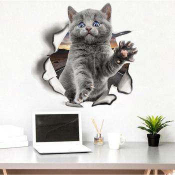 Pegatina Gato de Dibujo 3D Pared/Ventana