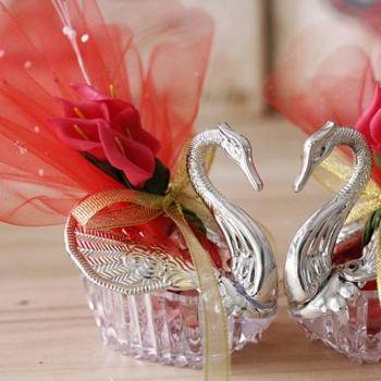 Juego de cajas de dulces para Baby Shower con cisne y lirio