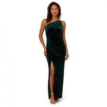 Slim Dark Green Velvet Column Maxi Dress – Size 14
