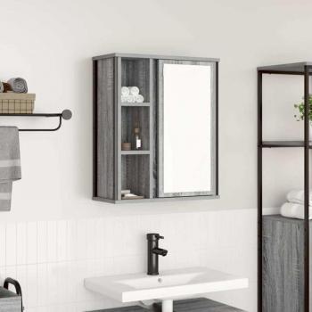 Pensile Grigio Sonoma con Specchio per Bagno 50x21x60