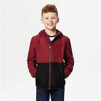 Regatta Kinderjacke Akiro, wasserdicht, gefüttert, mit Kapuze, Dahlien-Rot/Schwarz, Größe M