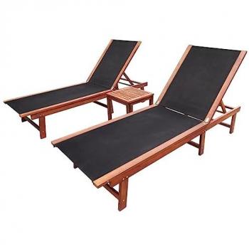 Conjunto de Espreguiçadeiras em Acácia com Mesa