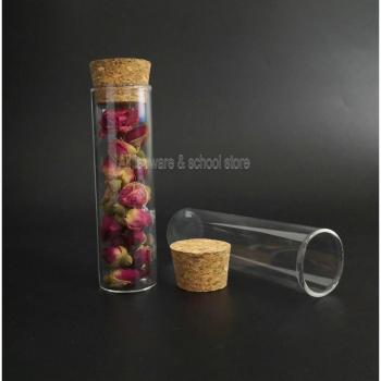 5pcs 30x100mm Clear Test Tubes with Corks, Flat Bottom