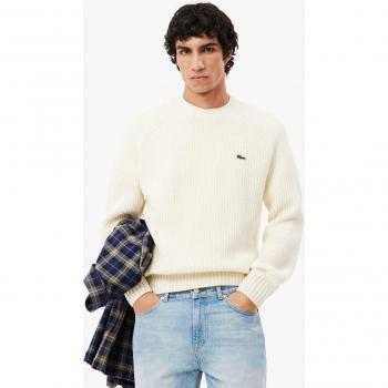 Lacoste Regular Fit Wolle Strickpullover in Offwhite
