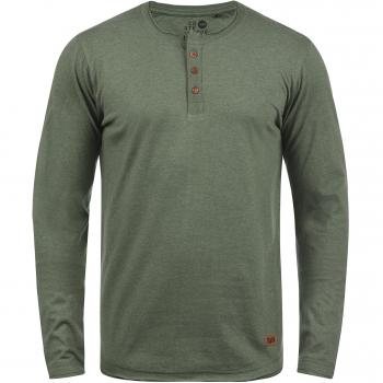 !Solid Taoki Herren Longsleeve, Grandad-Kragen, Baumwollmischung, Größe:XXL, Farbe:Climb Ivy Melange