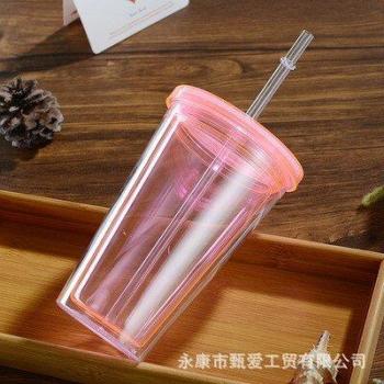 Plastic Iced Tumbler with Straw 450ml