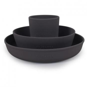 Servizio da tavola Filibabba 3 pezzi – Silicone, grigio pietra