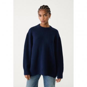 Basic Navy Blue Knitted Top XS (Stradivarius)